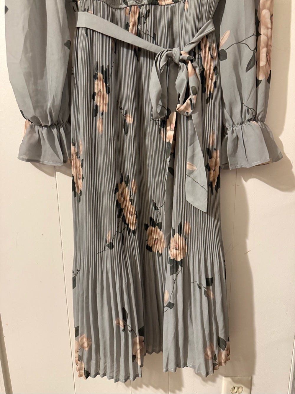 ANRABESS Women's Floral Puff Sleeve Smocked Midi Dress, Floral Green, Size M - Picture 6 of 12